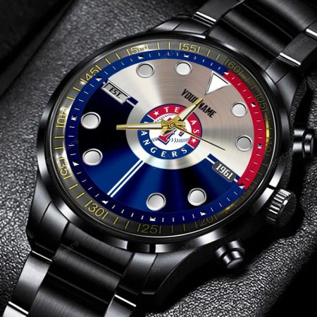 Texas Rangers MLB Personalized New Black Hand Watch Gift For Fans