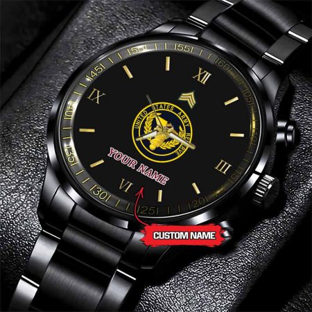 The United States Army Reserve Army Personalized Black Stainless Steel Watch