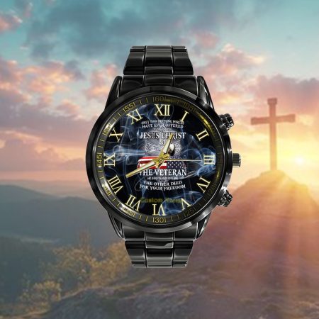 The Veteran Jesus Christian Personalized Black Stainless Steel Watch