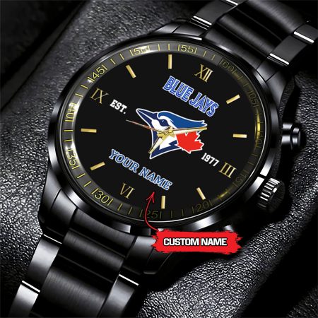 Toronto Blue Jays MLB Black Fashion Watch Custom Your Name For Fan