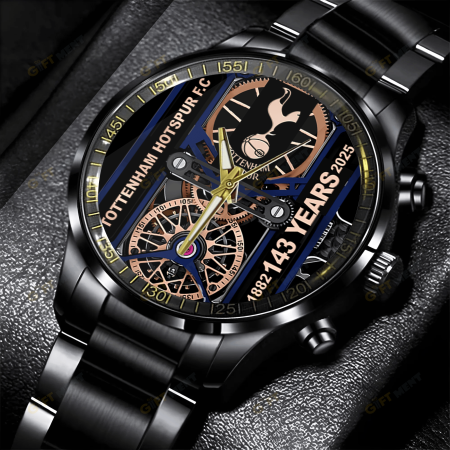 Tottenham Hotspur F.C Premier League Black Stainless Steel Watch Gift For Fan