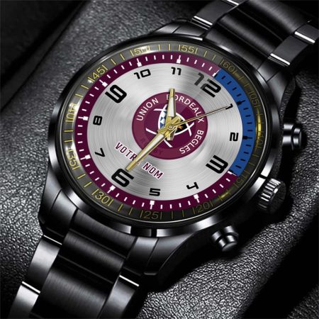 Union Bordeaux Begles Top 14 Personalized Black Stainless Steel Hand Watch For Fan