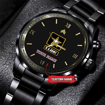 United States Army Army Personalized Black Stainless Steel Watch