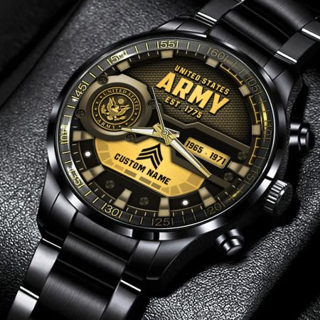 U.S Army Military Veteran Personalized Black Hand Watch Gift For Fans