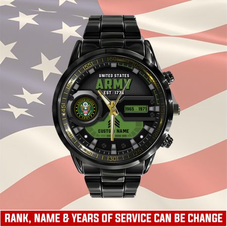 U.S Army Military Veteran Personalized Black Hand Watch Gift For Fans