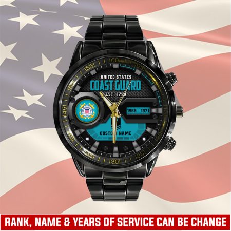 U.S. Coast Guard Military Veteran Personalized Black Hand Watch Gift For Fans