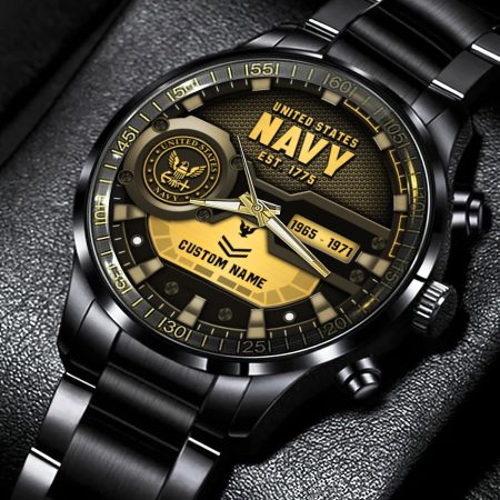 U.S Navy Military Veteran Personalized Black Hand Watch Gift For Fans