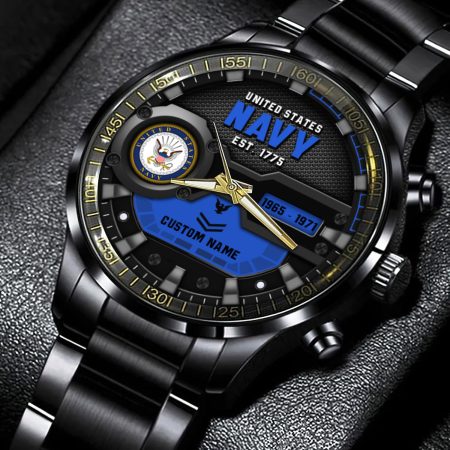 U.S Navy Military Veteran Personalized Black Hand Watch Gift For Fans