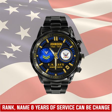 U.S Navy Military Veteran Personalized Black Hand Watch Gift For Fans