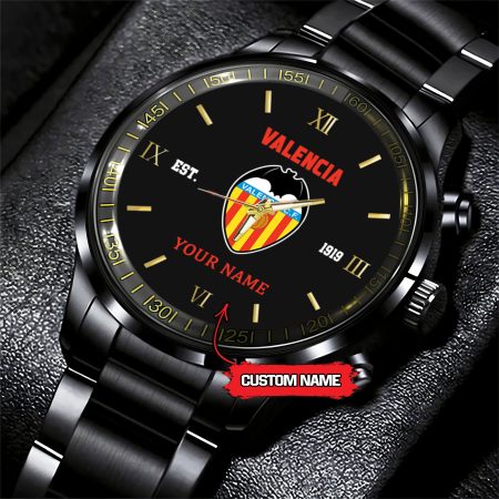 Valencia LaLiga Personalized Black Hand Watch Gifts For Fan Club