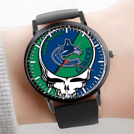 Vancouver Canucks NHL Personalized 3D Men Leather Hand Watch Gift For Fans For Father