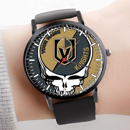 Vegas Golden Knights NHL Personalized 3D Men Leather Hand Watch Gift For Fans For Father