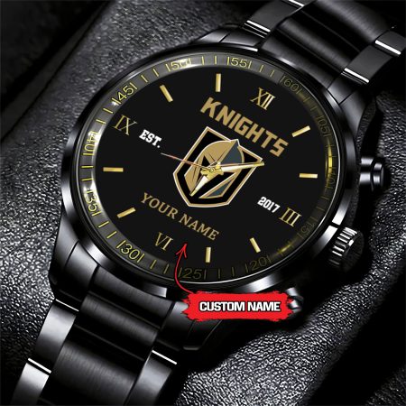 Vegas Golden NHL Hockey Game Time Custom Black Fashion Watch For Fan