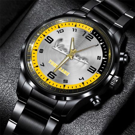 Vespa Motorcycle Personalized Black Stainless Steel Hand Watch For Fan