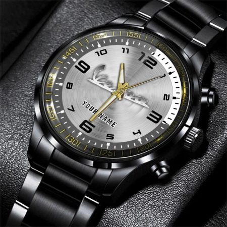 Vespa Motorcycle Personalized Black Stainless Steel Hand Watch For Fan
