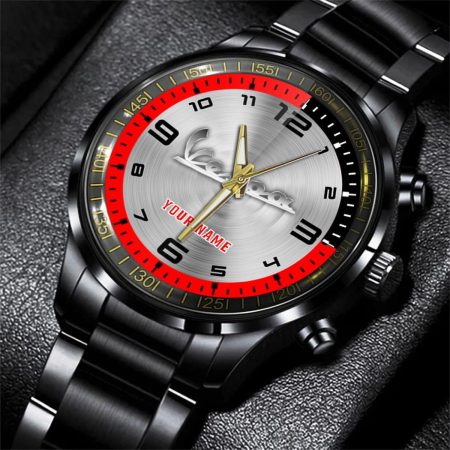 Vespa Motorcycle Personalized Black Stainless Steel Hand Watch For Fan
