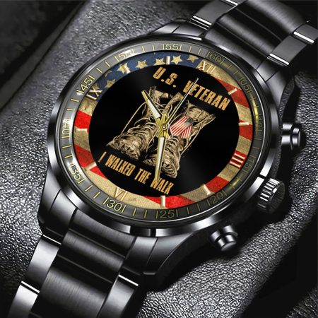 Veterans Black Stainless Steel Watch Gift For Fan
