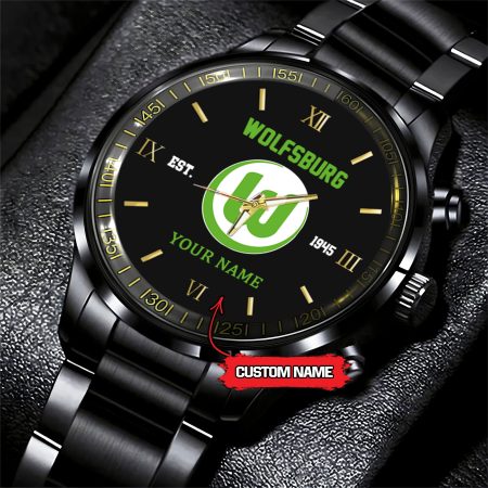 VfL Wolfsburg Bundesliga New Personalized Black Stainless Steel Watch Gifts For Fans