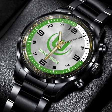 VfL Wolfsburg Bundesliga Personalized Black Stainless Steel Hand Watch For Fan