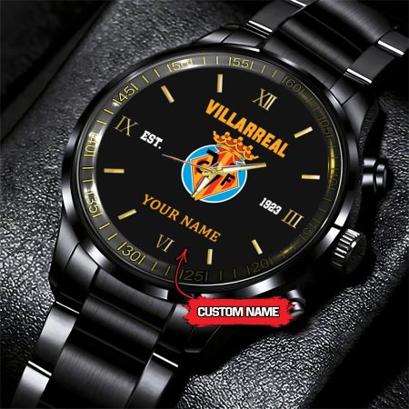 Villarreal LaLiga Personalized Black Hand Watch Gifts For Fan Club