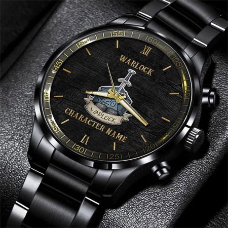 Warlock Dungeons & Dragons Game Black Fashion Watch Custom Character Name