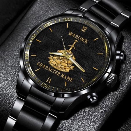 Warlock Dungeons & Dragons Game Black Fashion Watch Custom Character Name