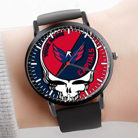 Washington Capitals NHL Personalized 3D Men Leather Hand Watch Gift For Fans For Father