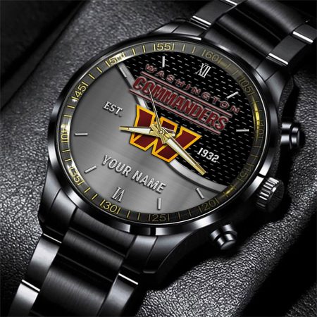 Washington Commanders NFL Black Fashion Hand Watch Custom Your Name Gift For Fan