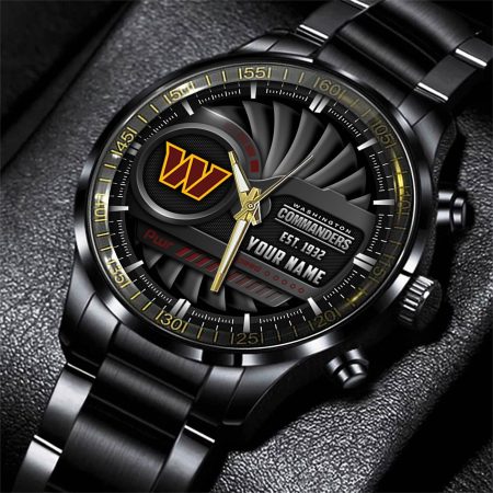 Washington Commanders NFL Black Fashion Watch Custom Your Name