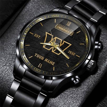 Washington Commanders NFL Black Fashion Watch Custom Your Name