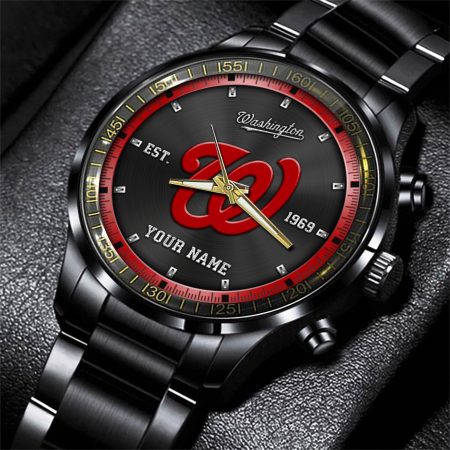 Washington Nationals MLB Personalized Black Style Hand Watch Gifts For Fan