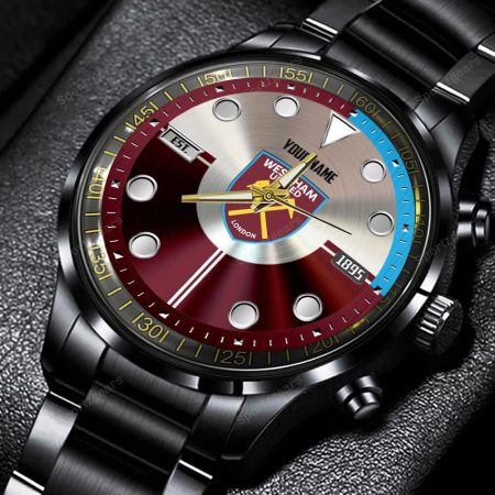 West Ham United EPL Personalized Black Stainless Steel Watch Gift For Fans