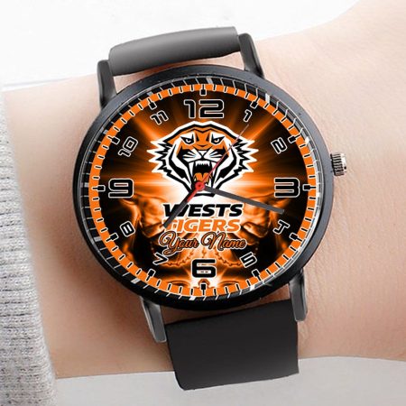 Wests Tigers NRL 3D Men Leather Hand Watch Personalized Gift For Fans For Father For Fan