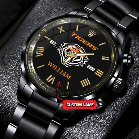Wests Tigers NRL Custom Name Black Fashion Watch