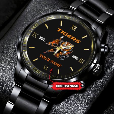 Wests Tigers NRL Mascot Custom Name Black Fashion Watch