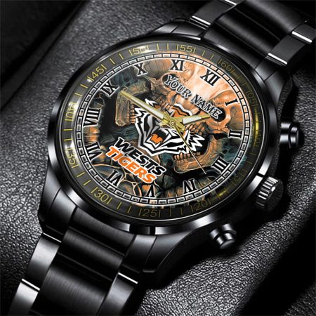 Wests Tigers NRL Personalized 3D Men Skull Hand Watch Gift For Fans