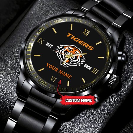 Wests Tigers NRL Personalized Black Fashion Hand Watch