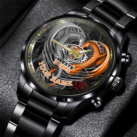 Wests Tigers NRL Personalized Black Hand Watch Gift For Fans