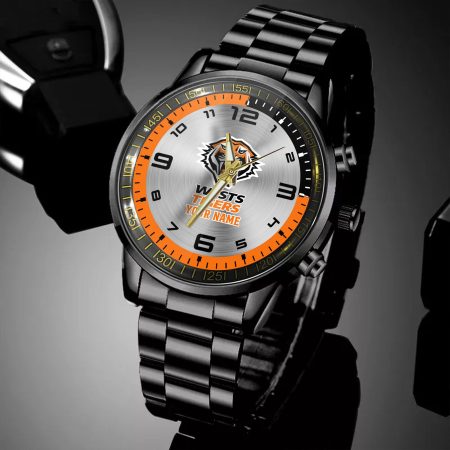 Wests Tigers NRL Personalized Black Hand Watch Gifts For Fans