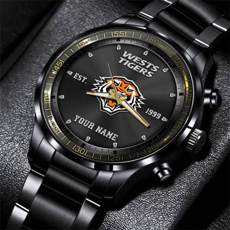 Wests Tigers NRL Personalized Sport Black Fashion Watch Gifts For Fans