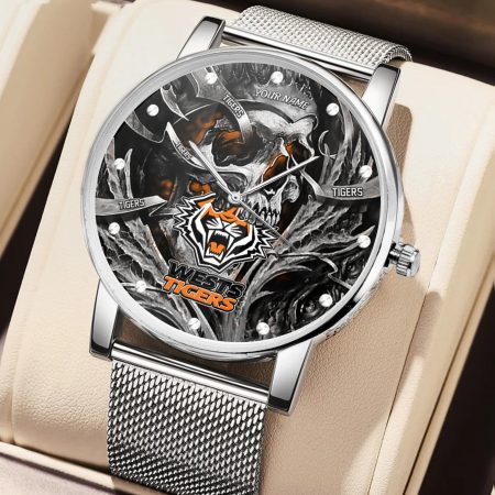 Wests Tigers NRL Skull 3D Women Hand Watch Personalized Gift For Fans