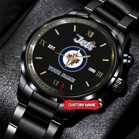 Winnipeg Jets NHL Hockey Game Time Custom Black Fashion Watch For Fan