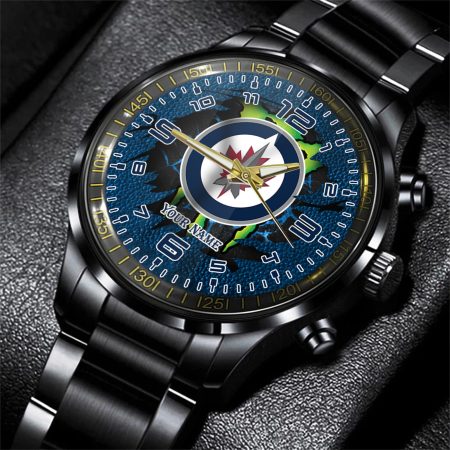 Winnipeg Jets NHL Personalized 3D Black Men Hand Watch Gift For Fans