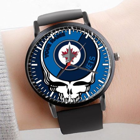 Winnipeg Jets NHL Personalized 3D Men Leather Hand Watch Gift For Fans For Father