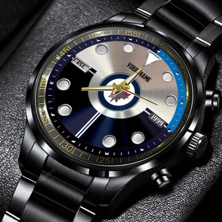 Winnipeg Jets NHL Personalized New Black Hand Watch Gift For Fans