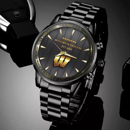 Wisconsin Badgers NCAA Personalized Black Hand Watch For Fans
