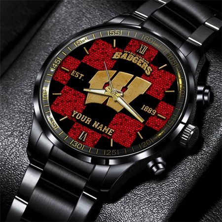 Wisconsin Badgers NCAA Personalized Black New Hand Watch Gifts For Fans