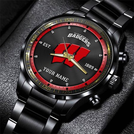 Wisconsin Badgers NCAA Personalized Black New Hand Watch Gifts For Fans