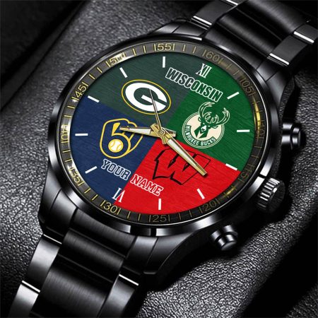 Wisconsin Badgers NFL Personalized Sport Black Watch Gifts For Fans