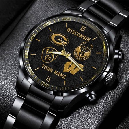 Wisconsin Badgers NFL Personalized Sport Black Watch Gifts For Fans